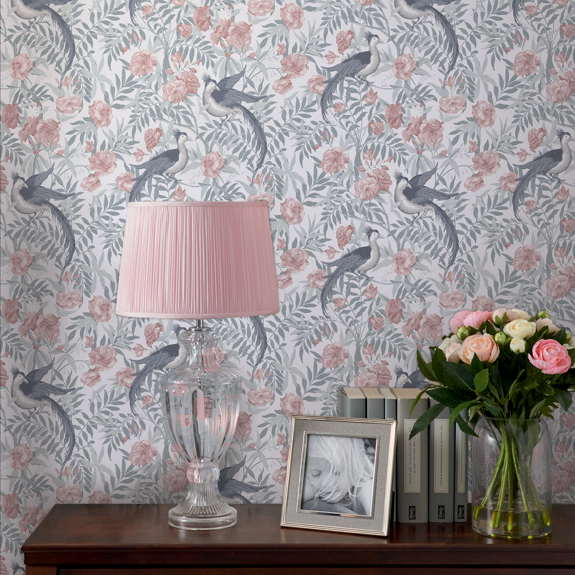 Osterley Floral Wallpaper 114895 By Laura Ashley In Rosewood Pink